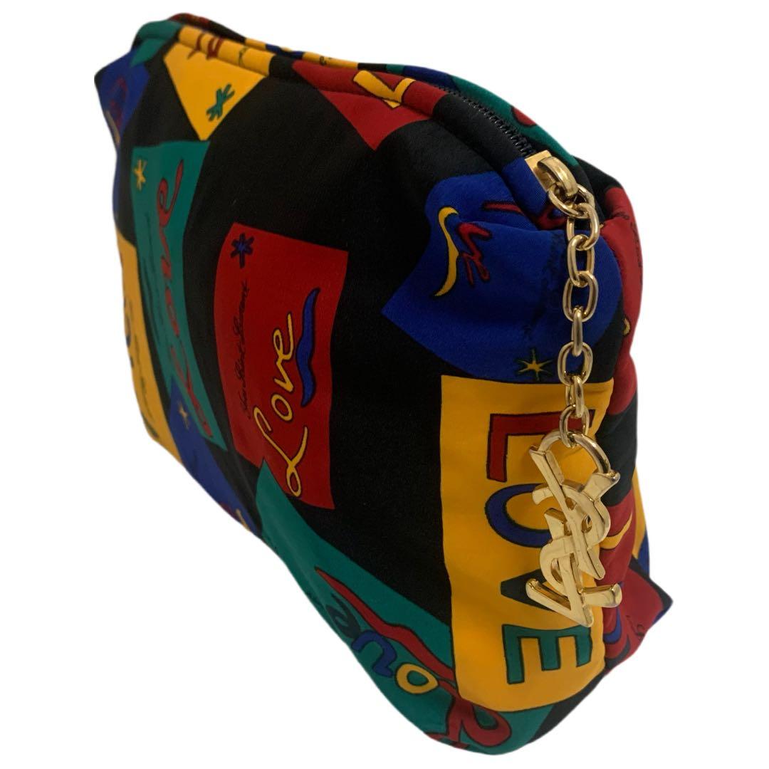 YVES SAINT LAURENT 80s フランス製 LOVE柄 ポーチ ②