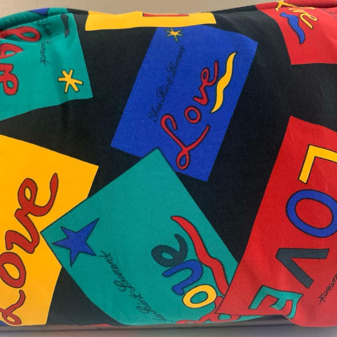YVES SAINT LAURENT 80s フランス製 LOVE柄 ポーチ ②