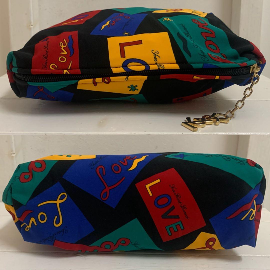 YVES SAINT LAURENT 80s フランス製 LOVE柄 ポーチ ②