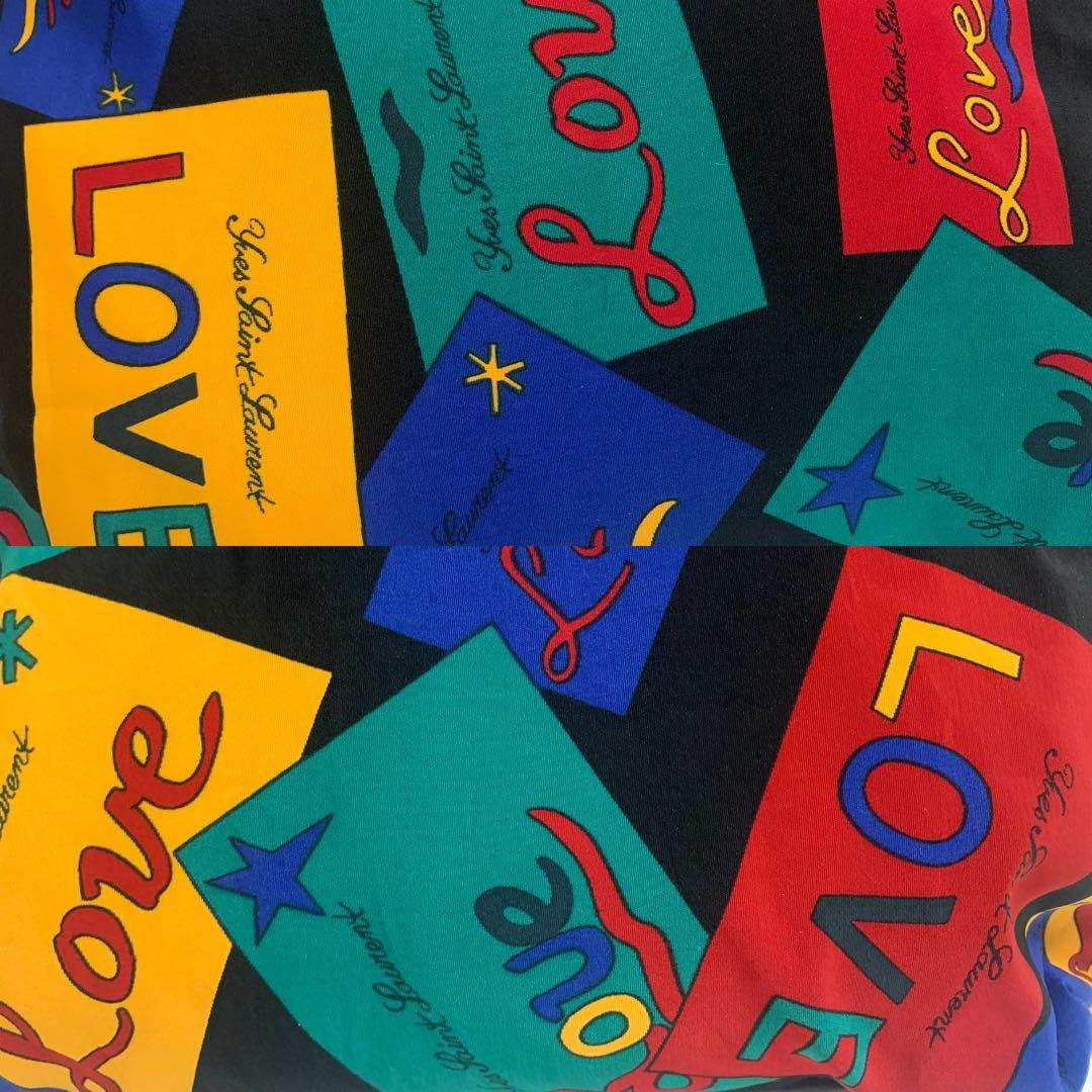 YVES SAINT LAURENT 80s フランス製 LOVE柄 ポーチ ②