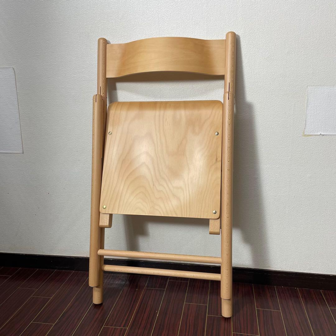 廃盤人気商品 無印 ビーチ フォールディングチェア 折り畳みチェア 木製 板座
