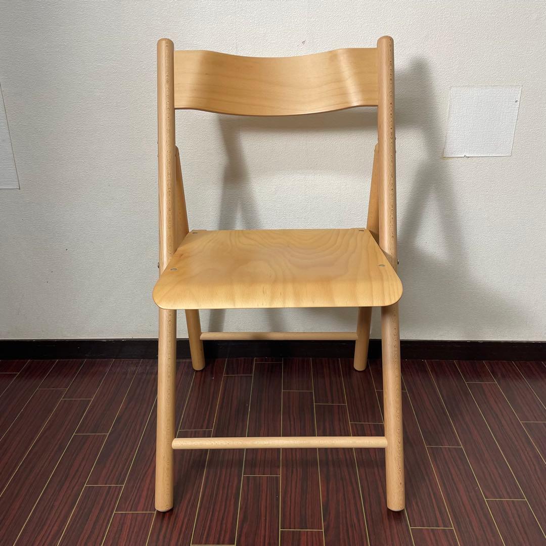 廃盤人気商品 無印 ビーチ フォールディングチェア 折り畳みチェア 木製 板座