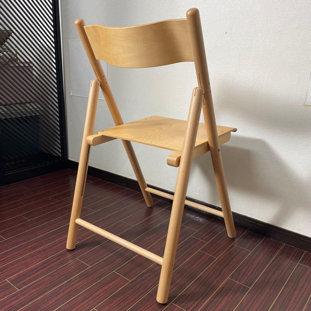 廃盤人気商品 無印 ビーチ フォールディングチェア 折り畳みチェア 木製 板座