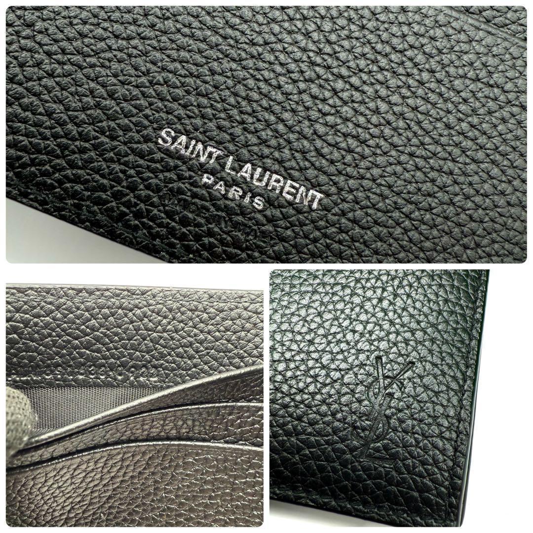 【未使用級✨】サンローラン マネークリップ カサンドラ 型押し シボ革 ブラック