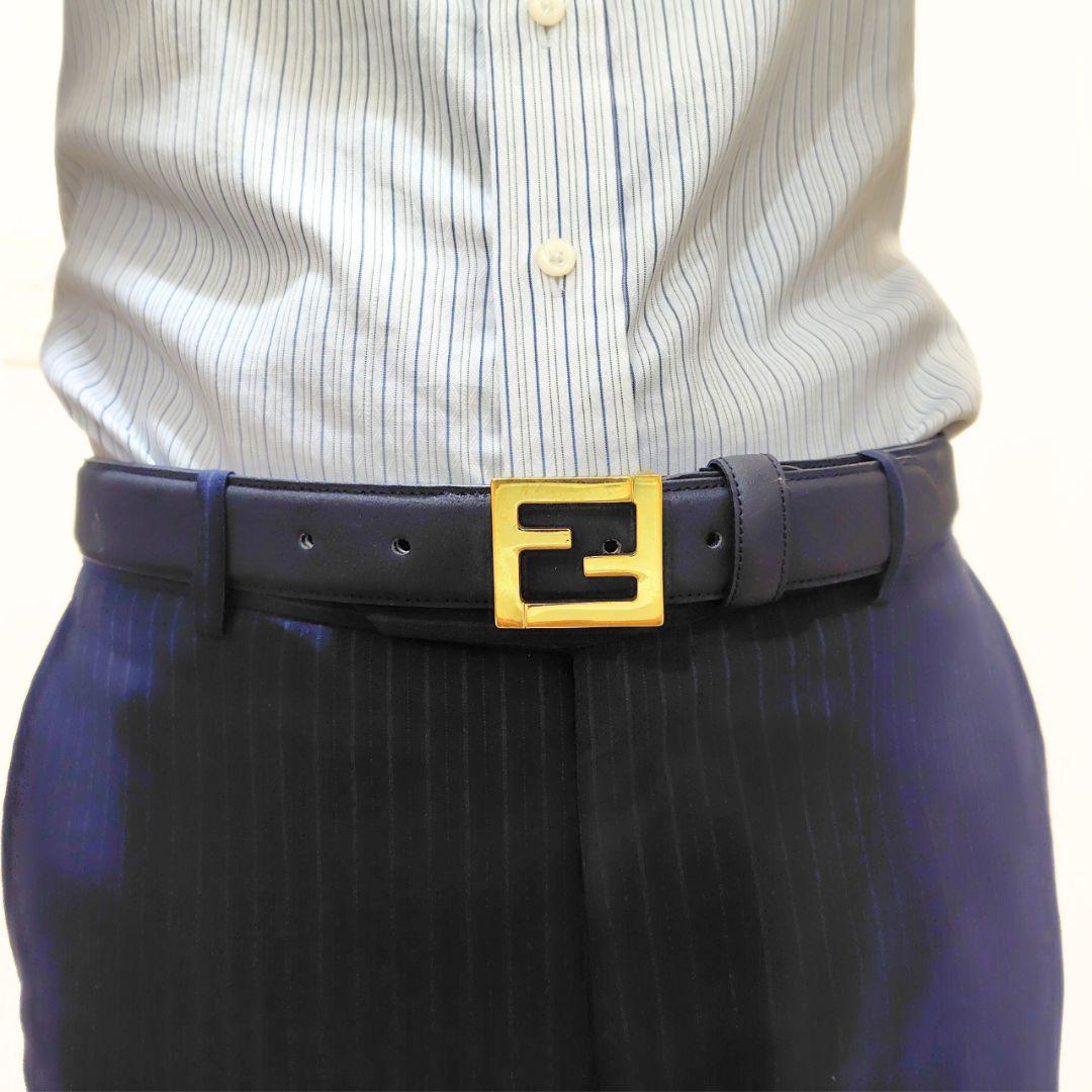 FENDI フェンディ レザーベルト 110/125 メンズ ゴールド金具