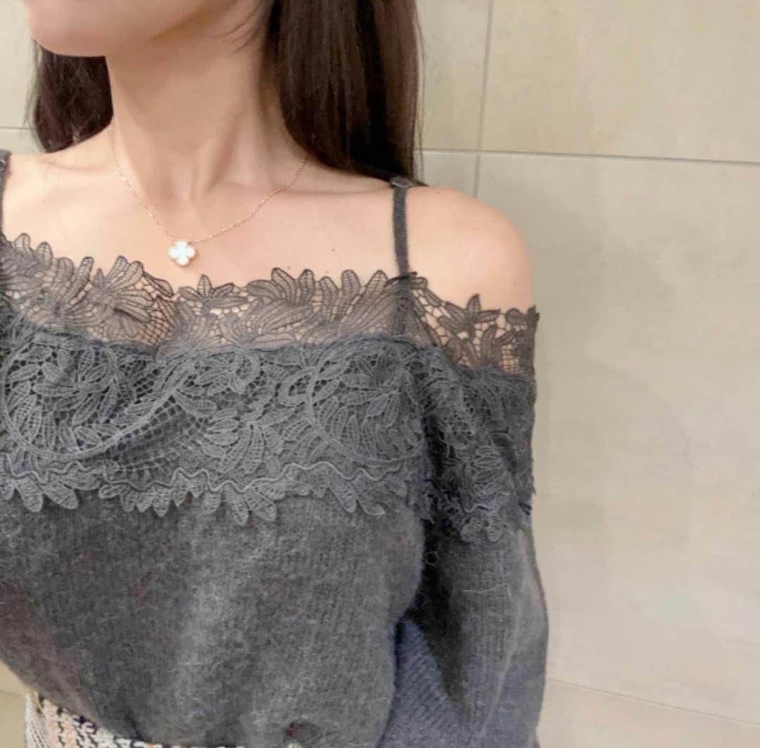 レーストリミングオフショルニットプルオーバー SNIDEL