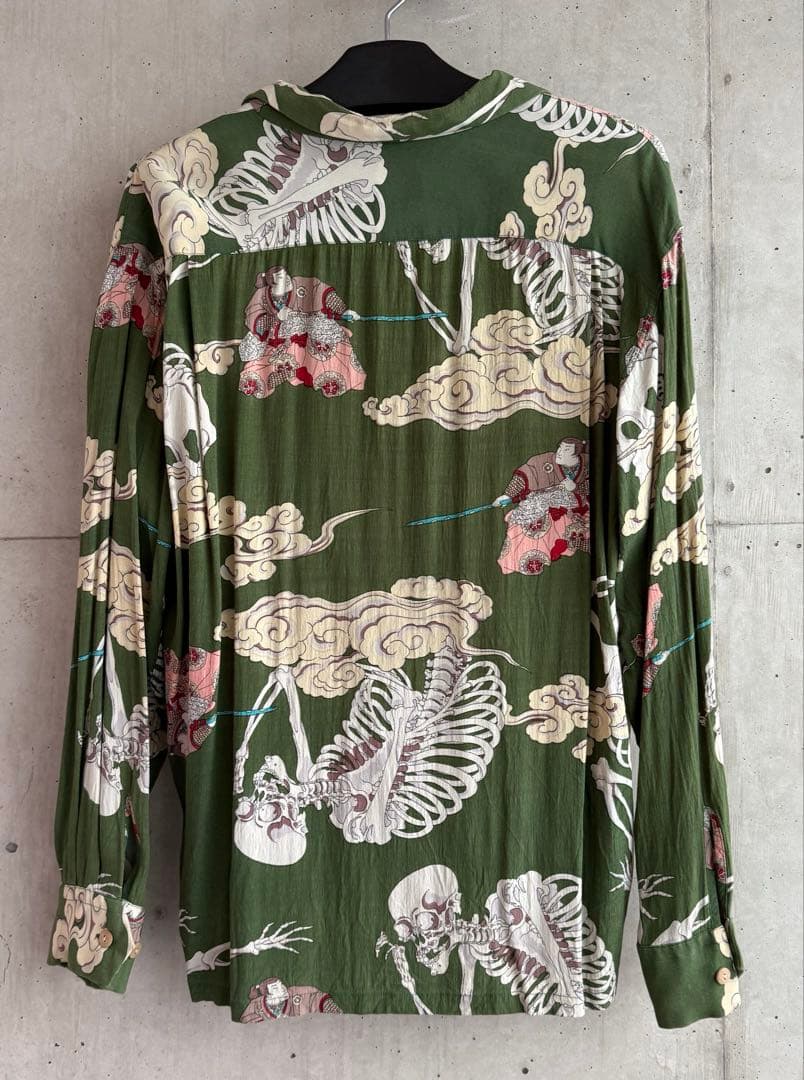 ドライボーンズ 長袖レーヨンアロハシャツ ガシャドクロ