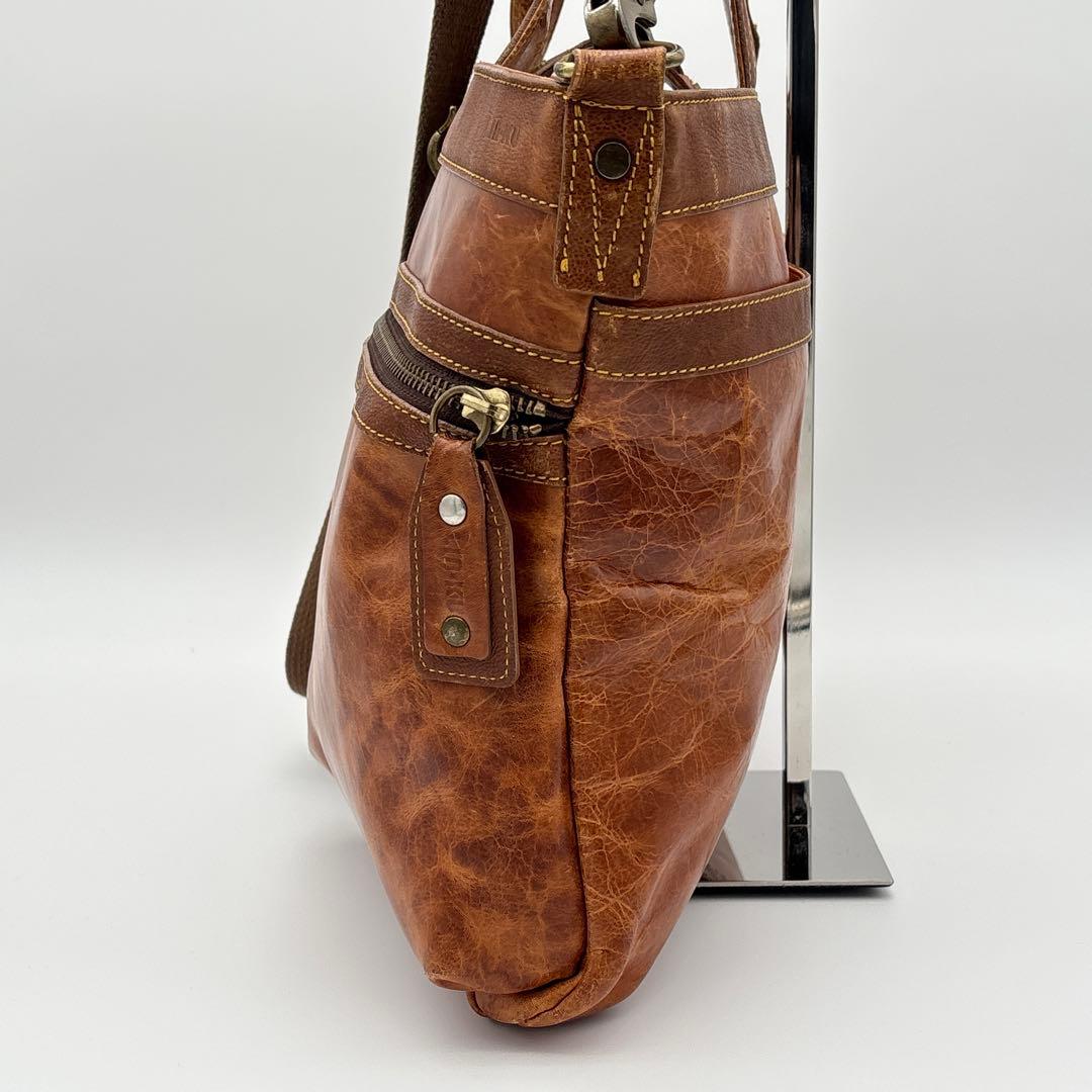 【希少】輪怐 LIN-KU ビジネスバッグ 2way ブリーフケース キャメル