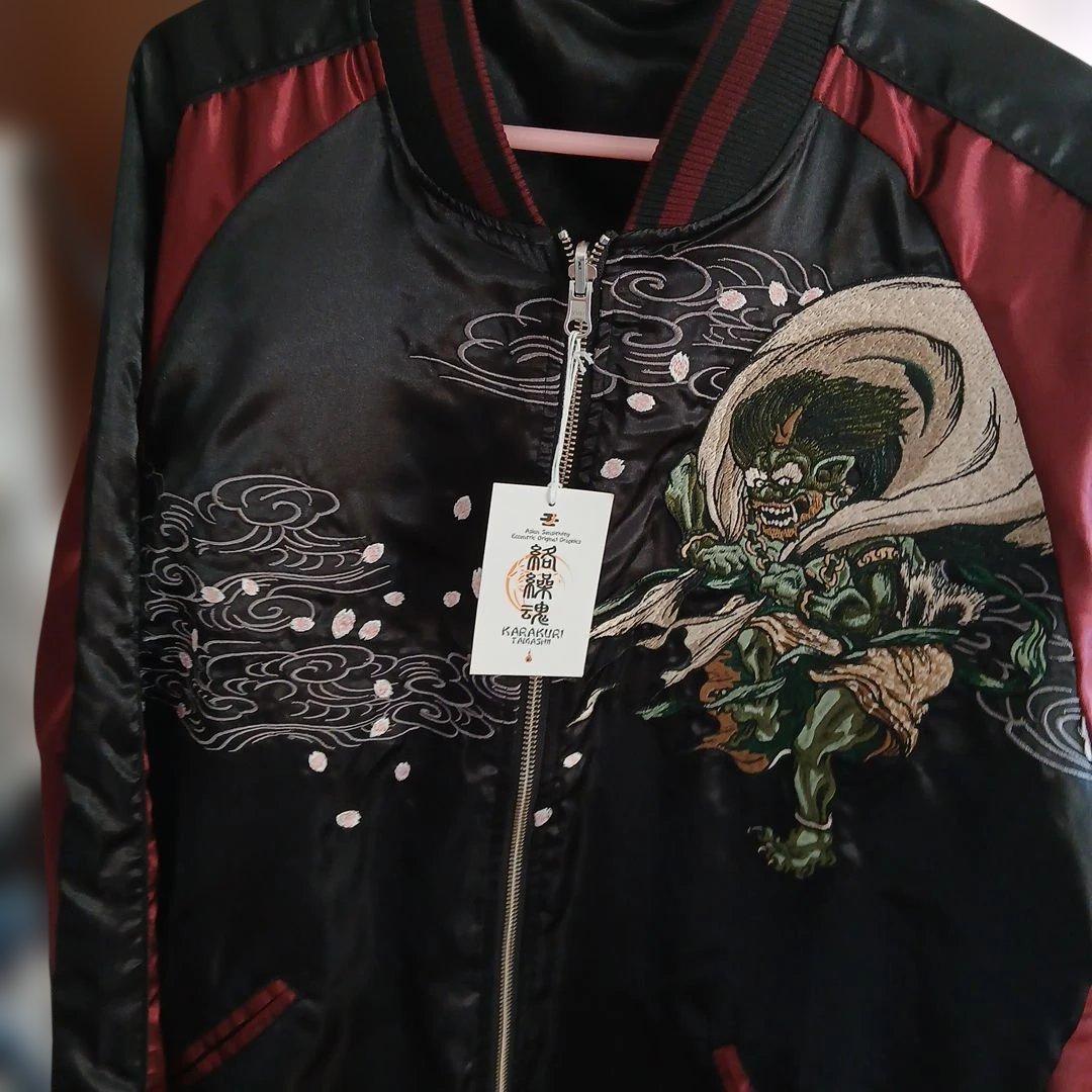 p*e様 絡繰魂 スカジャン 風神雷神 総刺繍　sizeXL