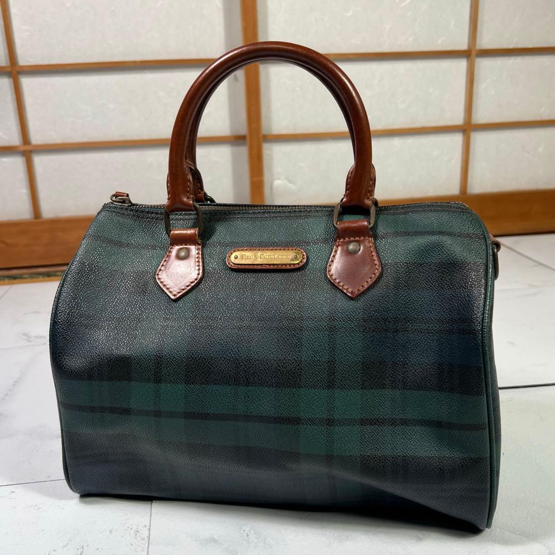 ポロ ラルフローレン ミニ ボストンバッグ ブラックウォッチ ハンドバッグ