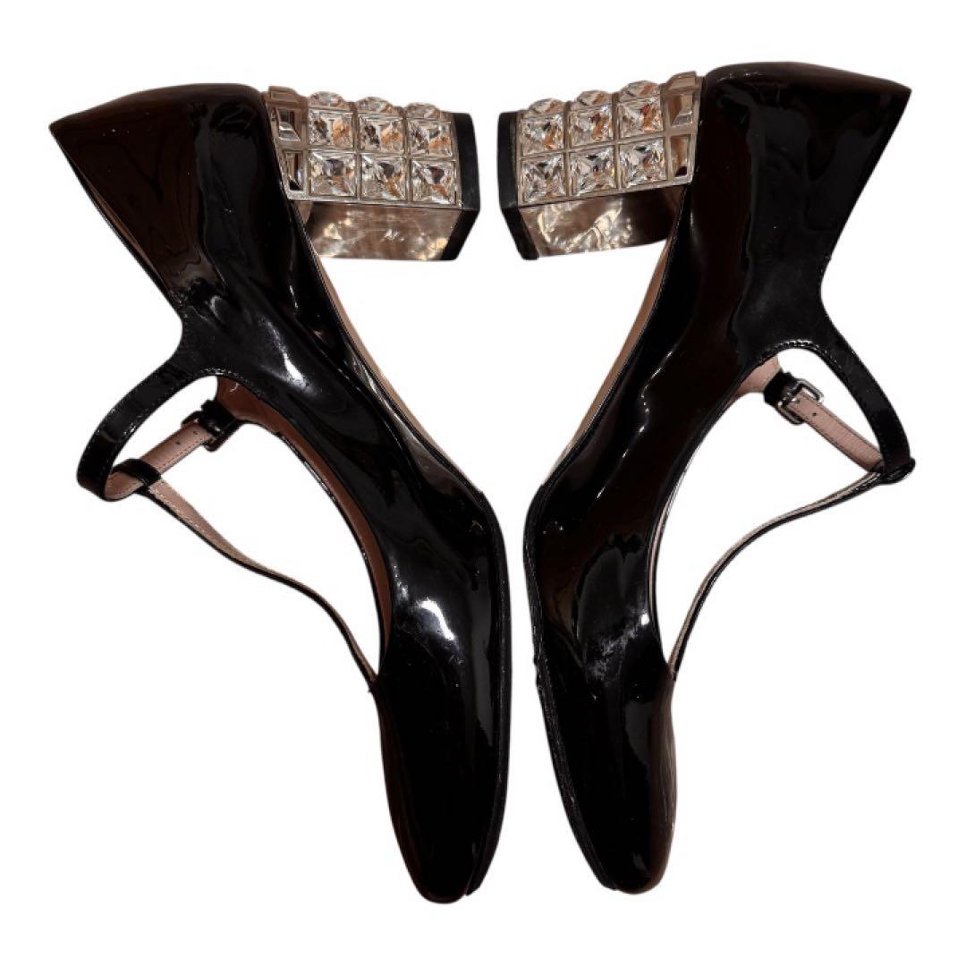 MIU MIU ミュウミュウ ✨ エナメル パンプス 37 ビジュー 結婚式