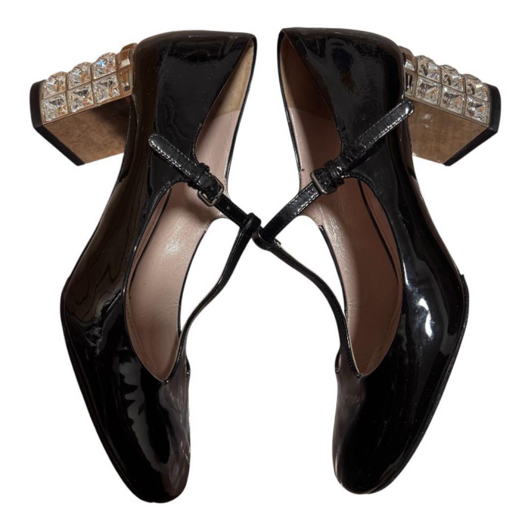 MIU MIU ミュウミュウ ✨ エナメル パンプス 37 ビジュー 結婚式