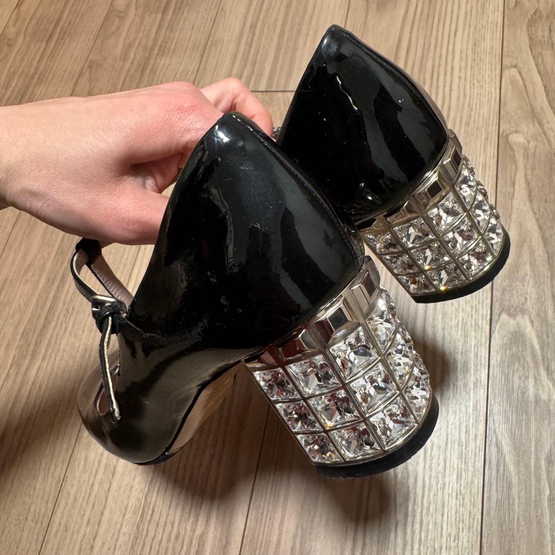 MIU MIU ミュウミュウ ✨ エナメル パンプス 37 ビジュー 結婚式