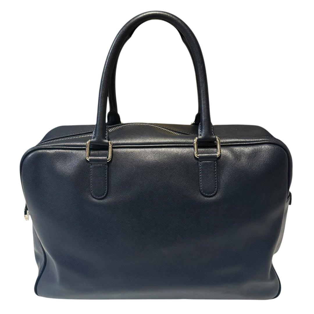 【極美品】ジョルジオアルマーニ トートバッグ レザー 裏地 ロゴ総柄 ネイビー