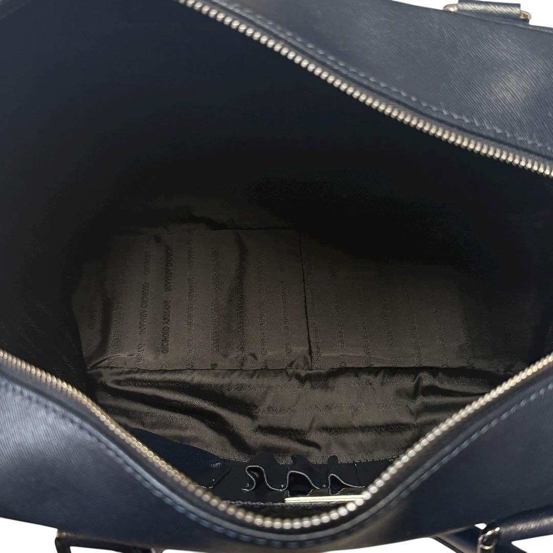 【極美品】ジョルジオアルマーニ トートバッグ レザー 裏地 ロゴ総柄 ネイビー
