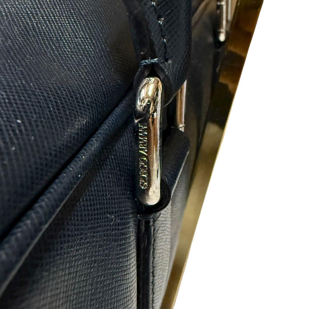 【極美品】ジョルジオアルマーニ トートバッグ レザー 裏地 ロゴ総柄 ネイビー