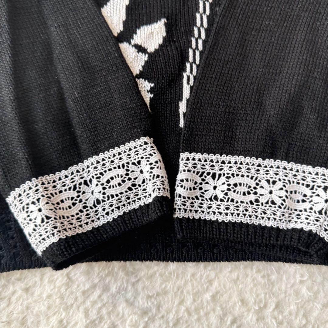 レオナール シルク混 ニット セーター 花柄レース ビジュー L 未使用級
