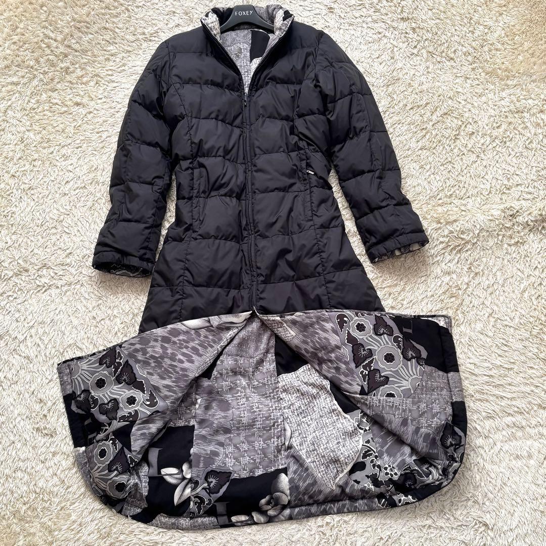 大きいサイズ　希少　LEONARD　リバーシブル　ロングダウンコート　花柄　L