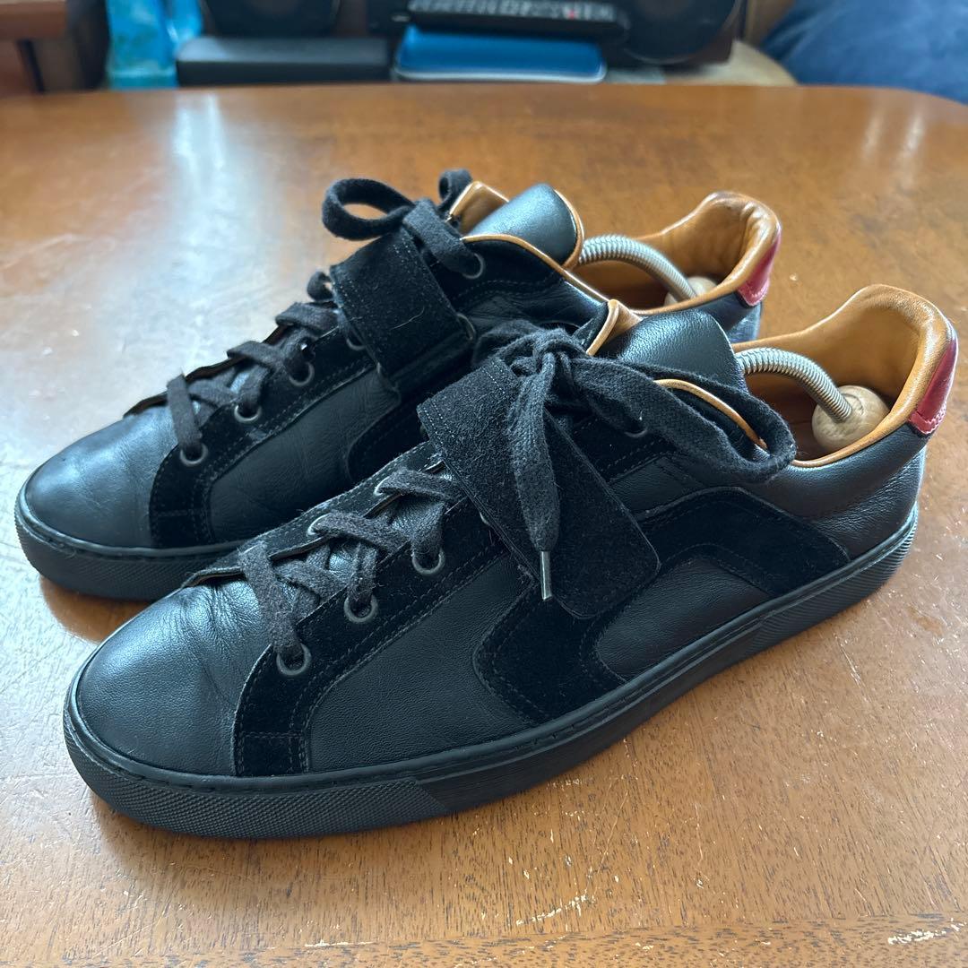 美品 エルメス HERMES レザー ベルクロ スニーカー ブラック サイズ43