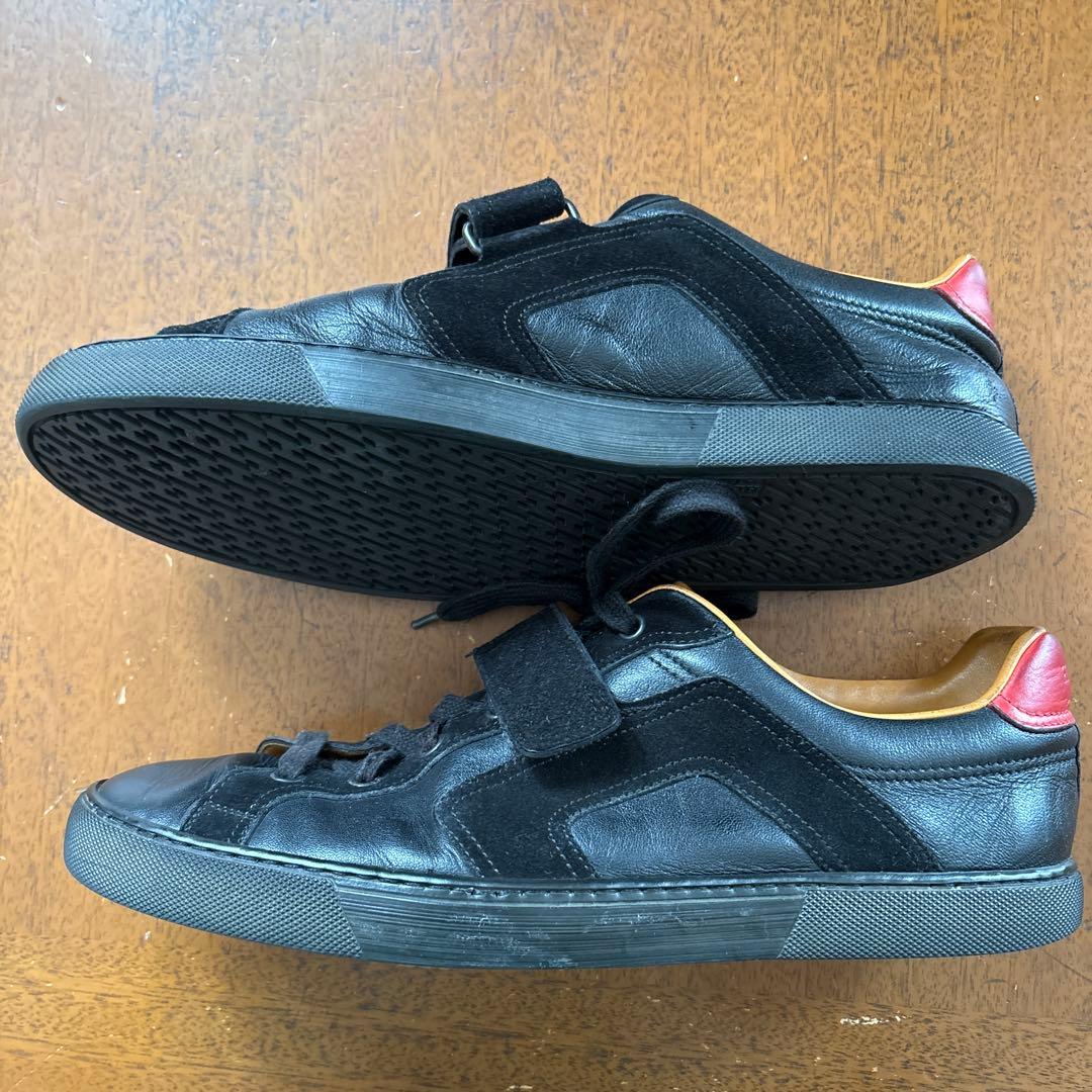 美品 エルメス HERMES レザー ベルクロ スニーカー ブラック サイズ43