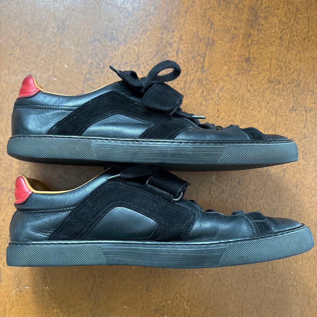 美品 エルメス HERMES レザー ベルクロ スニーカー ブラック サイズ43