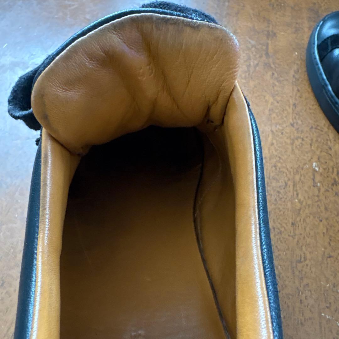 美品 エルメス HERMES レザー ベルクロ スニーカー ブラック サイズ43