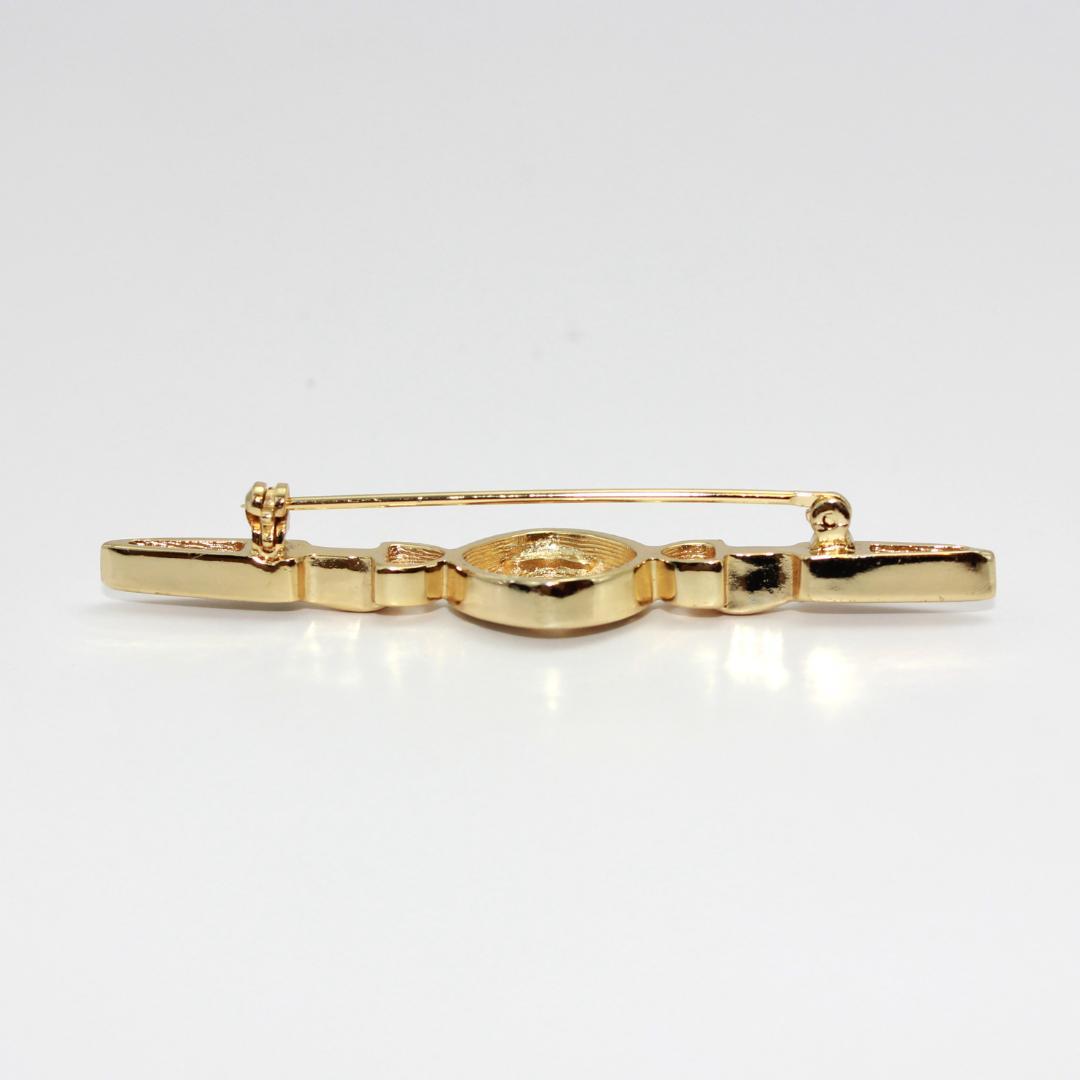 美品 Dior ディオール CD ロゴ ラインストーン ゴールド ブローチ