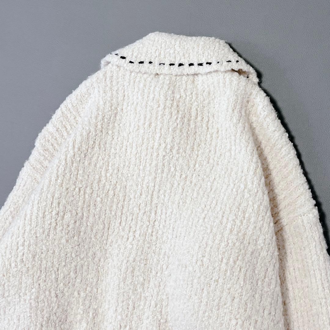 未使用✨COEL　ステッチブークレーニットジャケット アイボリー　ヨンア