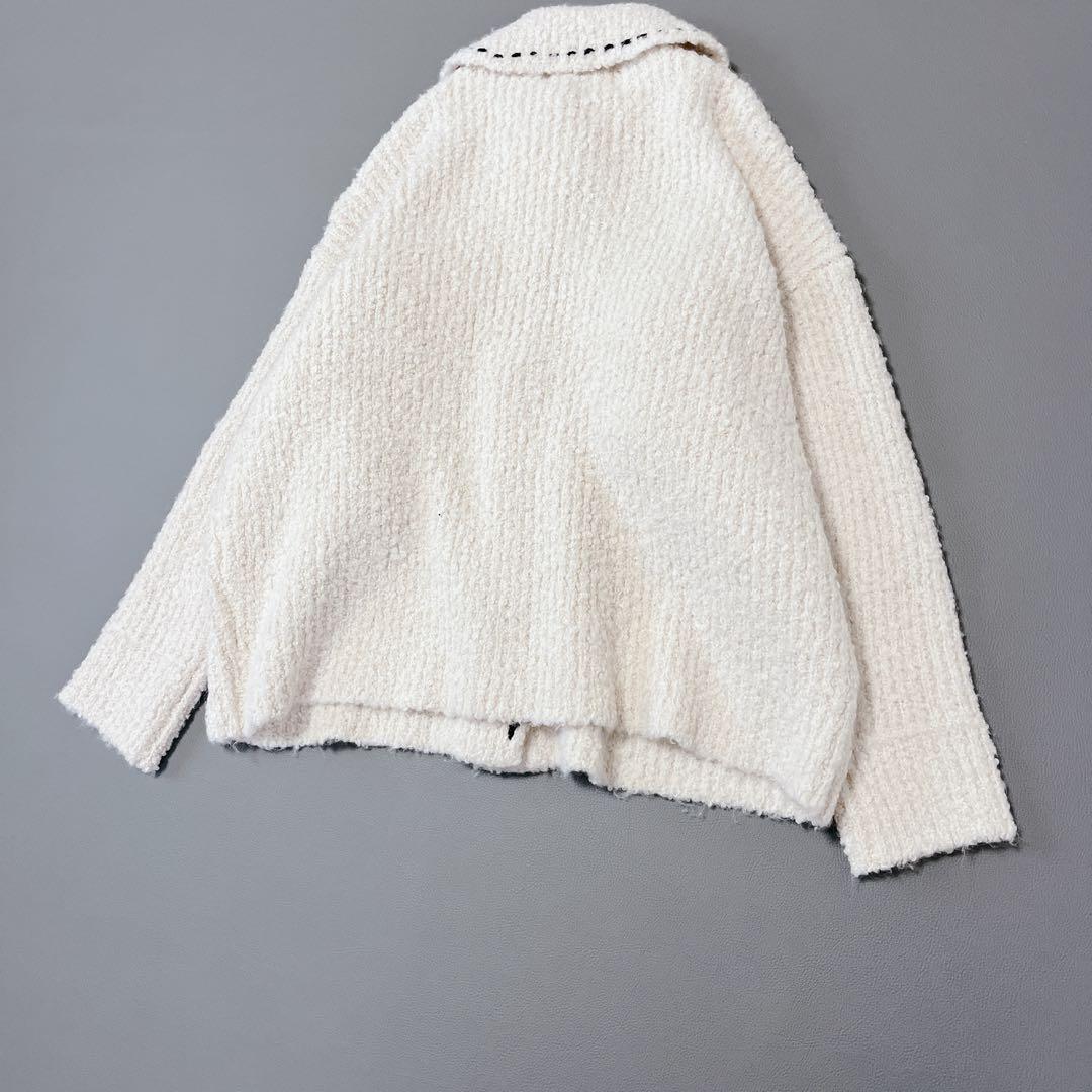 未使用✨COEL　ステッチブークレーニットジャケット アイボリー　ヨンア