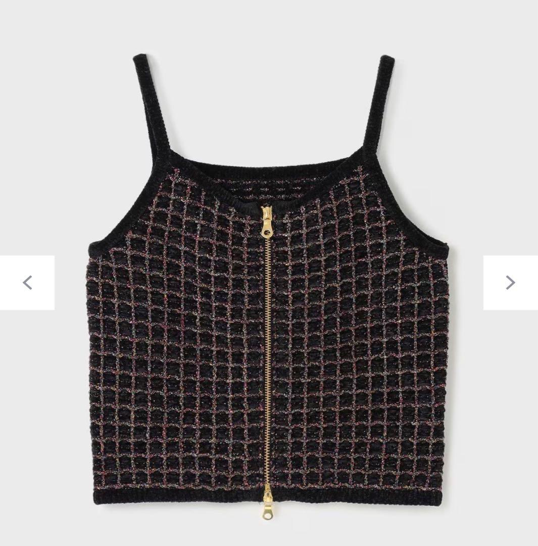 J2555グレースコンチネンタル　ラメツイードニットキャミ