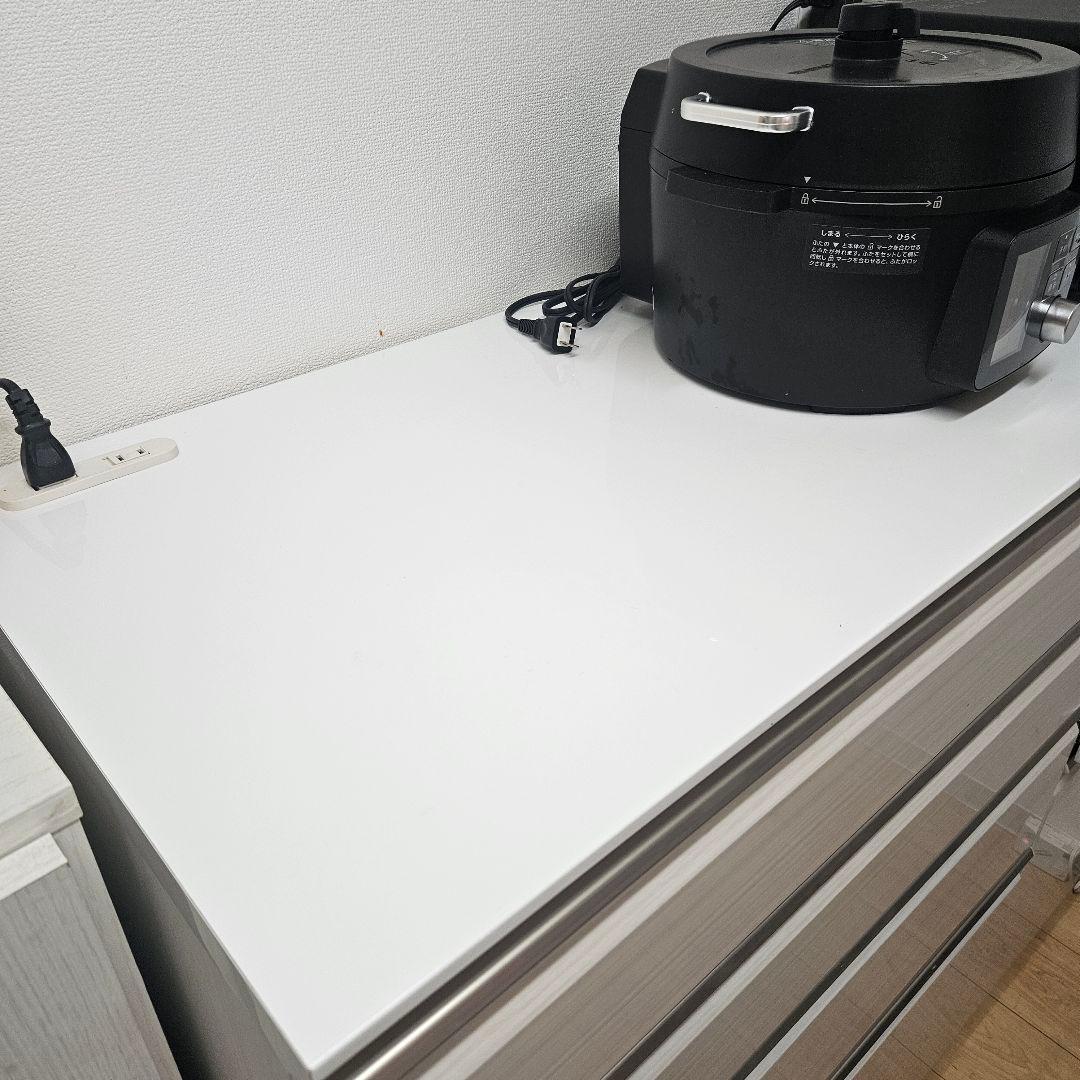 白木目調4段キッチンボード炊飯器スライドテーブル付き