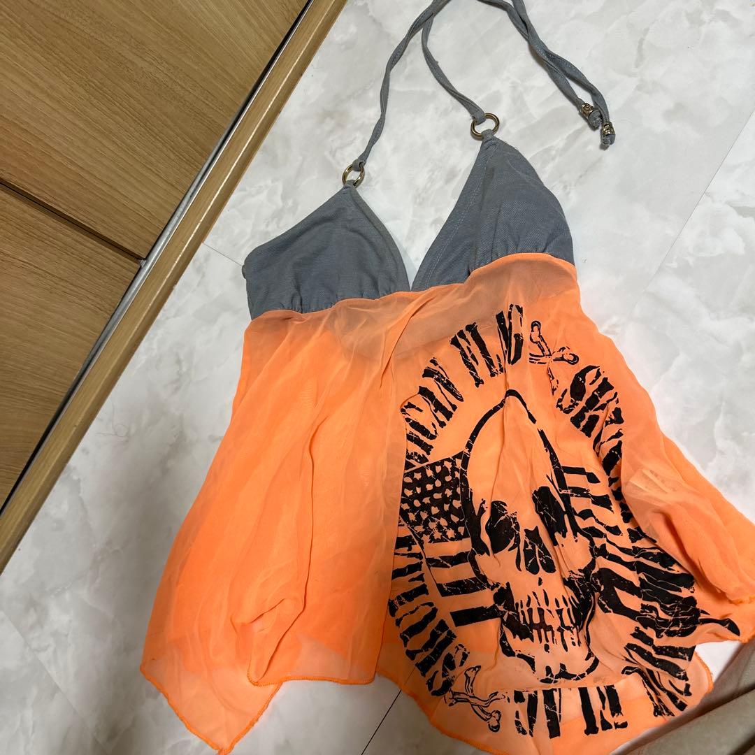 d.i.a ギャル　エロカワスカルプリント デニムキャミソール