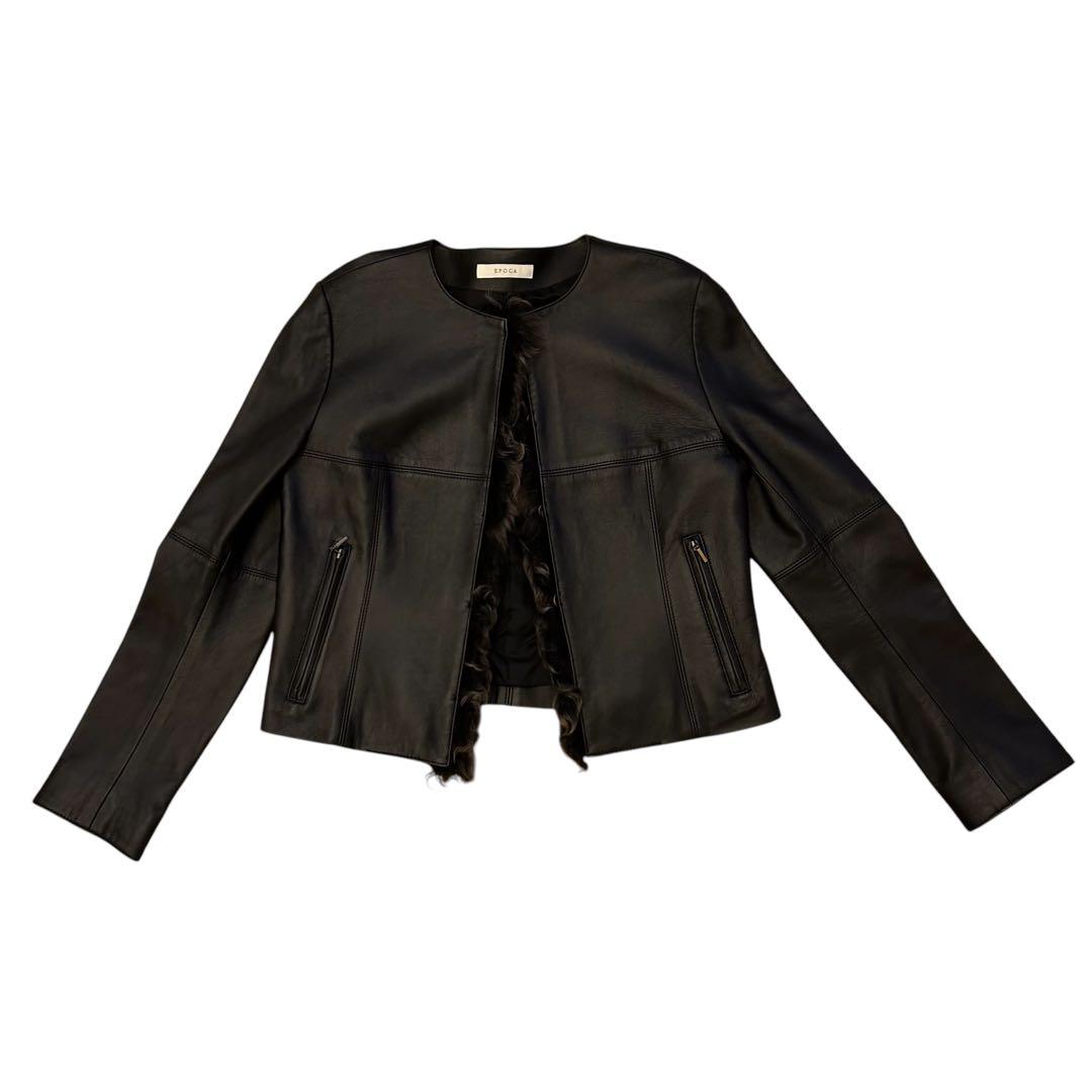 ★未使用★ EPOCA エポカ シングルレザージャケット ラムレザー ラムファー
