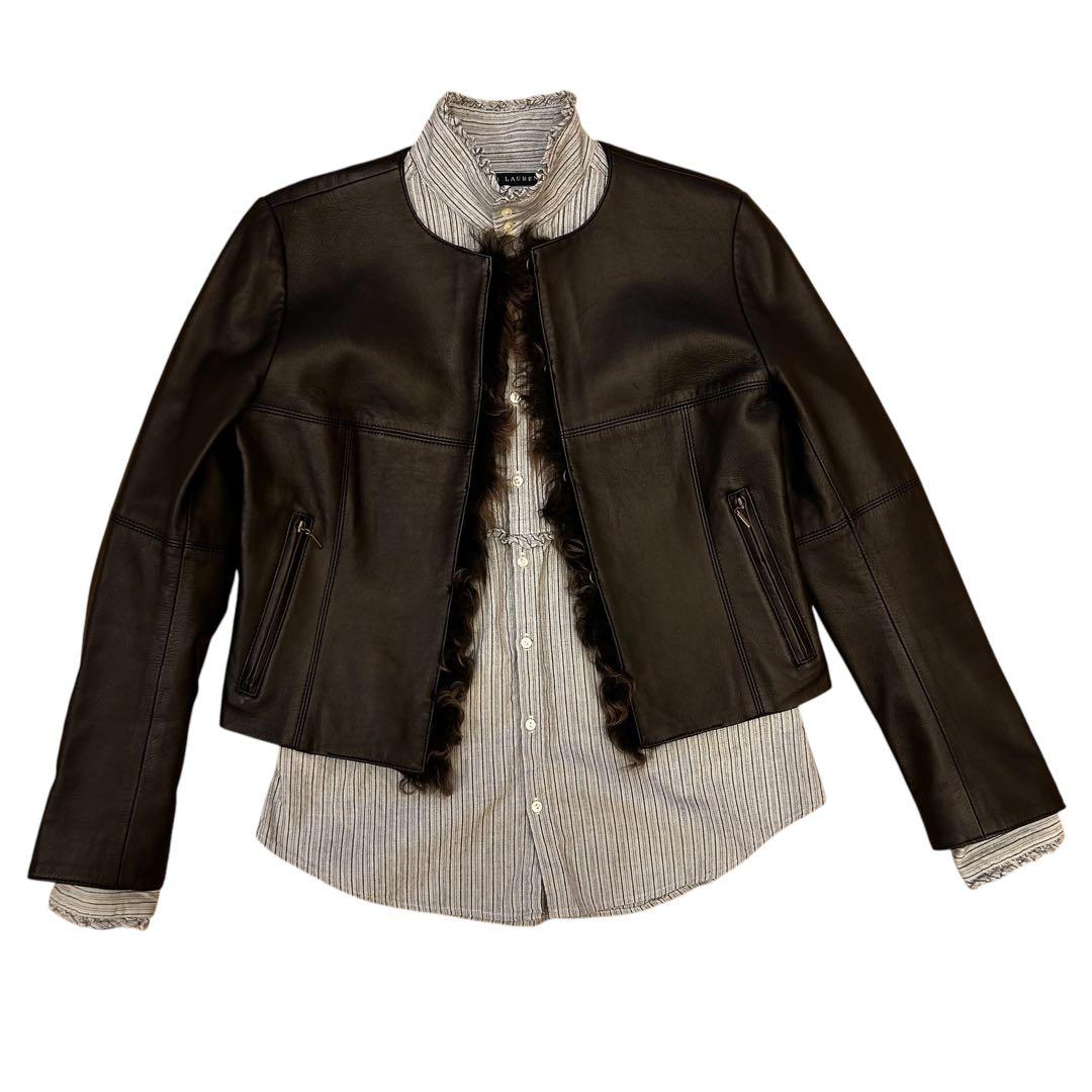 ★未使用★ EPOCA エポカ シングルレザージャケット ラムレザー ラムファー