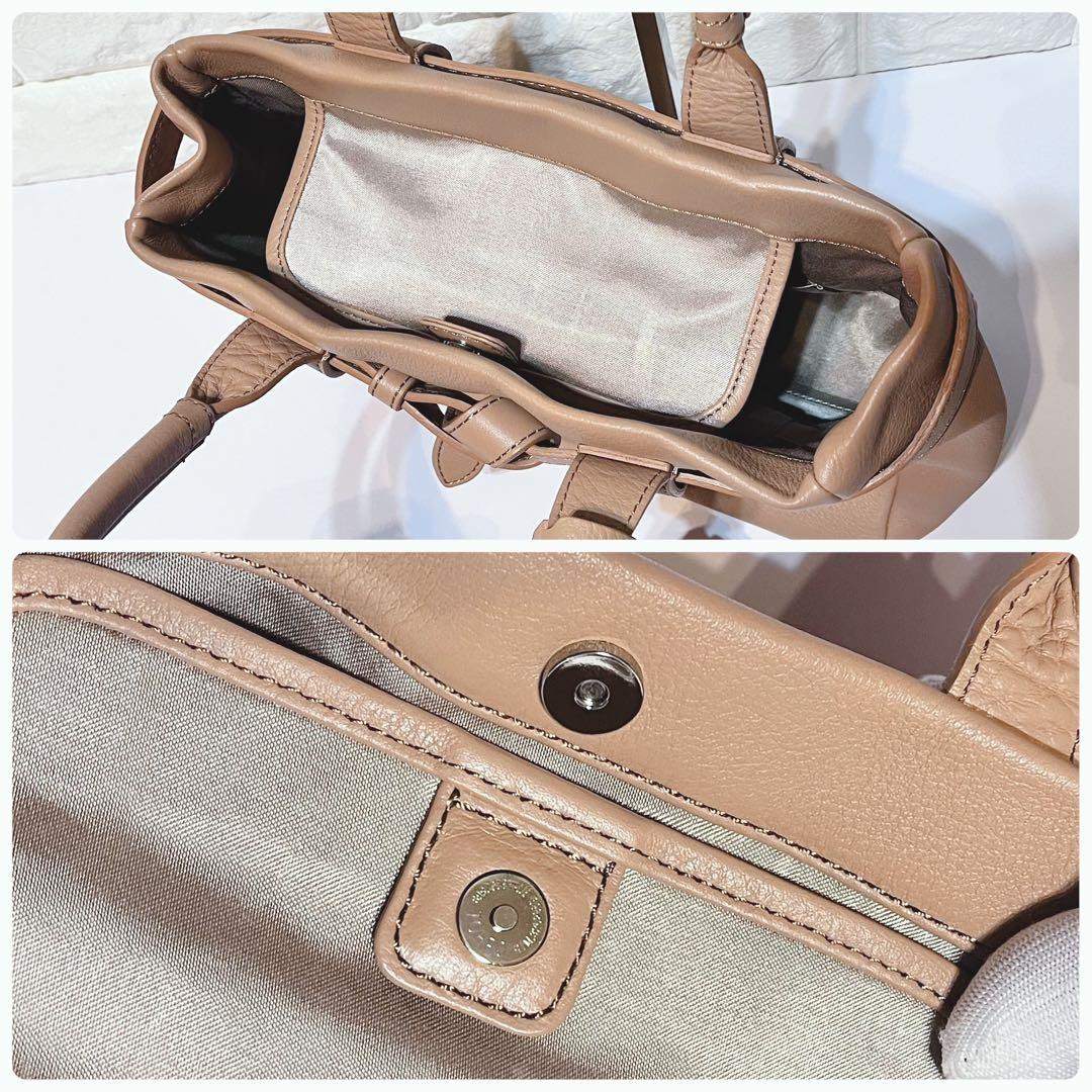 【限定色 美品】土屋鞄 レザー ハンドバッグ ミニトート キャメルベージュ