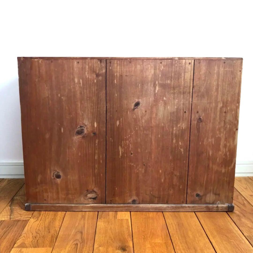 古家具　古道具　ガラス棚　ガラス戸　モールガラス　木枠