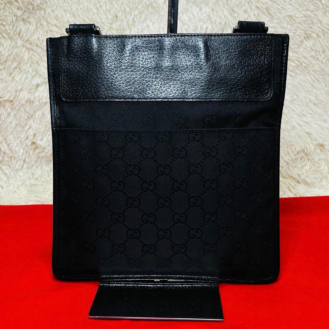 【美品】GUCCI グッチ ショルダーバッグ GGキャンバス ブラック