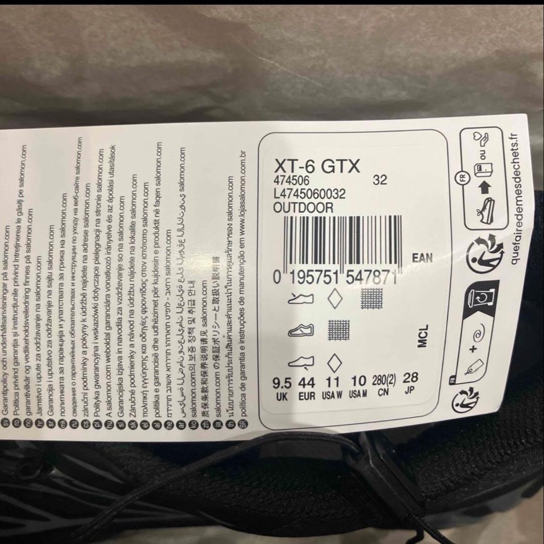 靴 Salomon XT6 GTX GORE-TEX BLACK 28.0cm