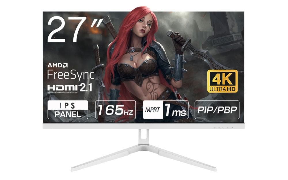27インチ 4K液晶モニター ホワイト IPS HDR 薄型ベゼル 高画質