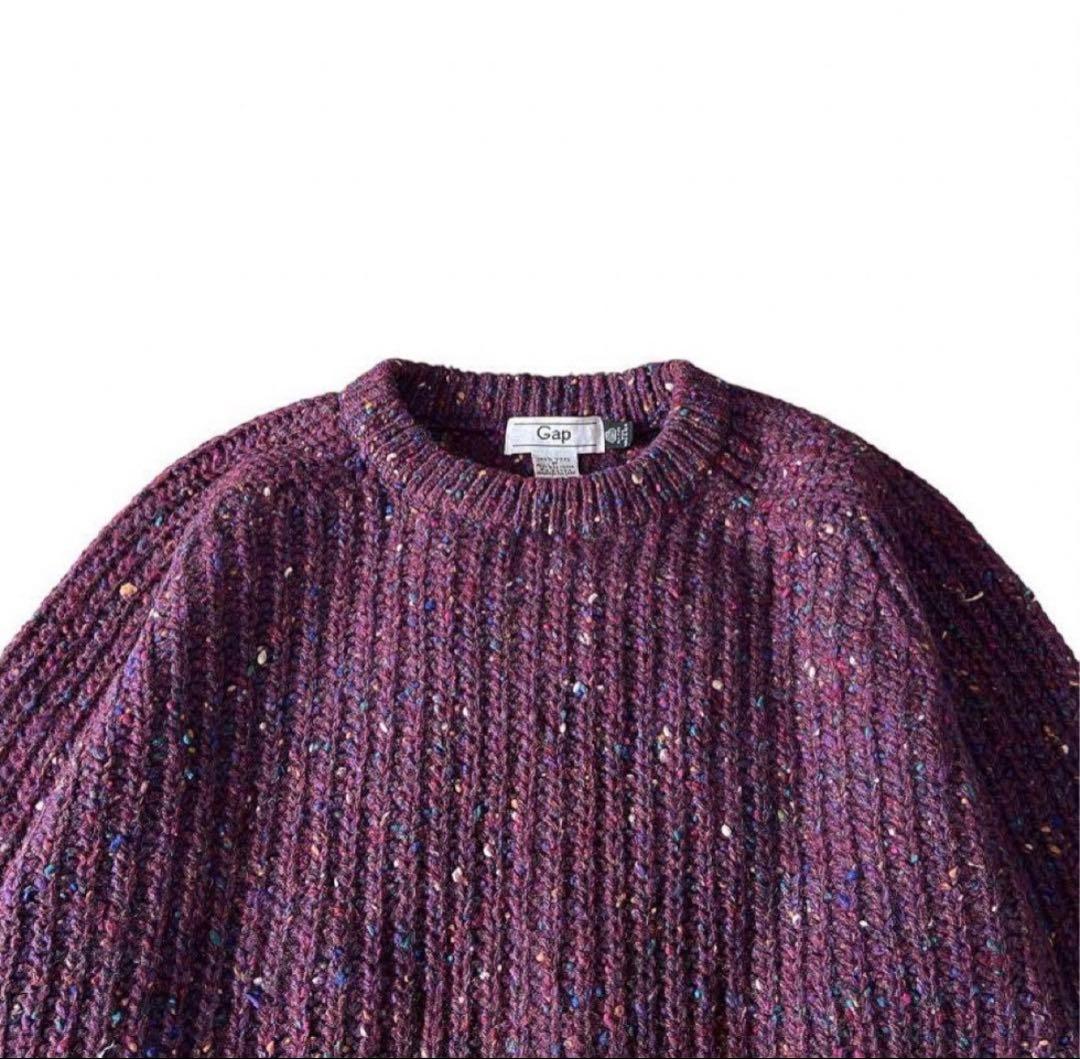 90s OLD GAP ネップ ミックス リブ編み ウール ニット セーター