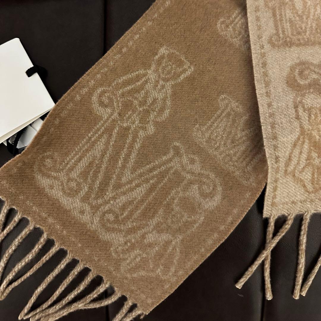 MaxMara マックスマーラ Mロゴ カシミヤ ミニマフラー キャメルカラ