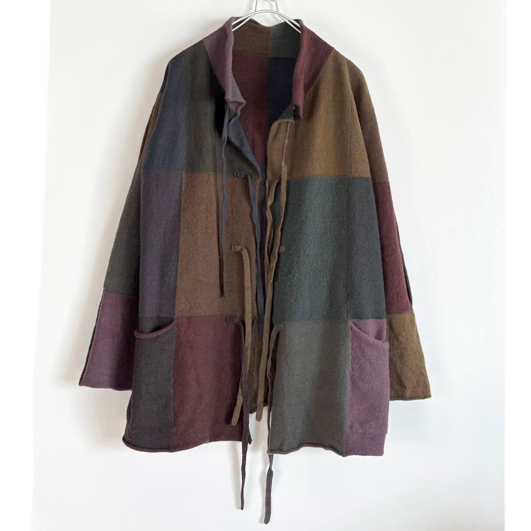 【hope】ヨーガンレール パッチワーク 圧縮ウール ショートコート