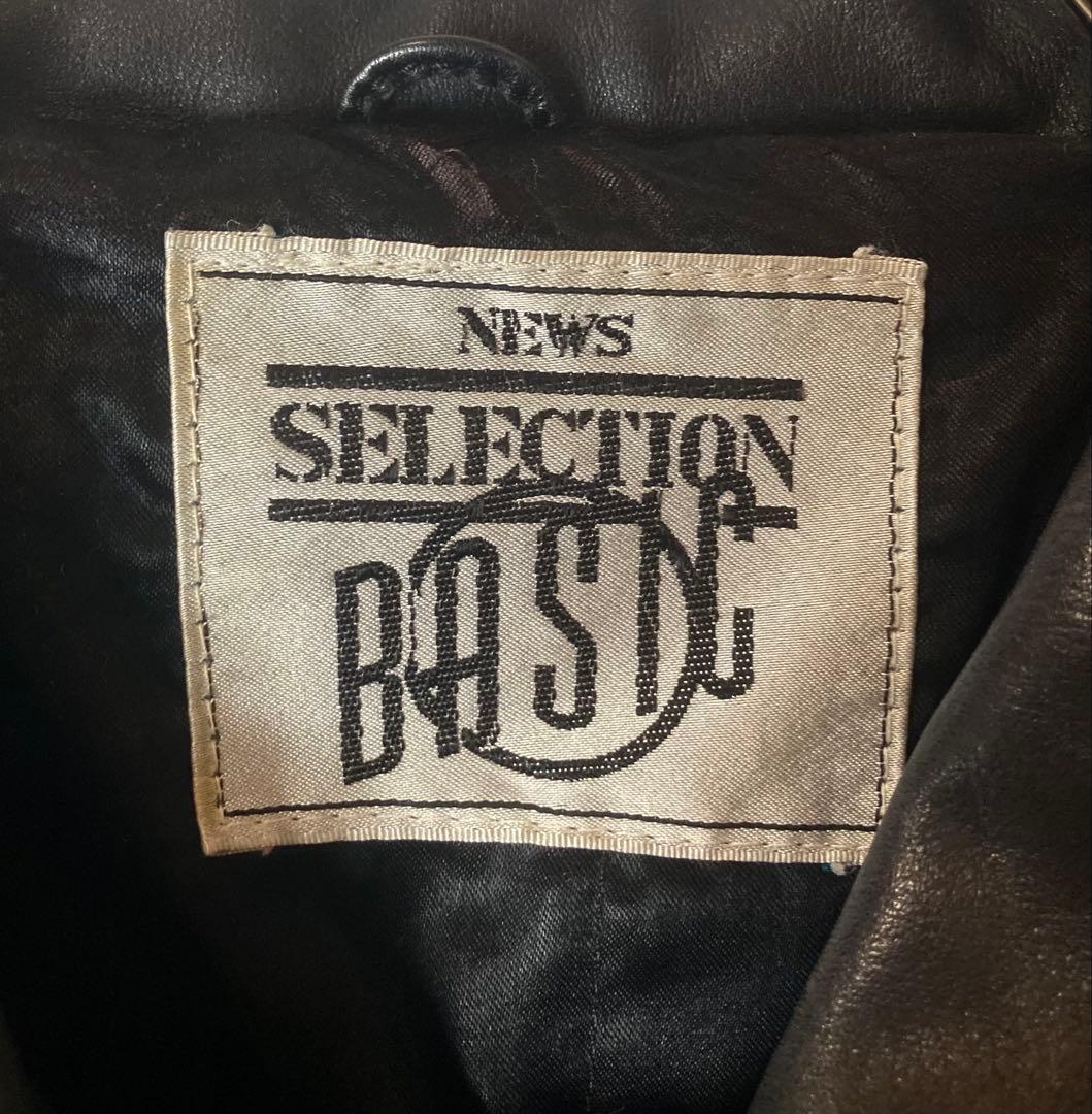 レトロ古着レザー×ウール×オールブラックデザイン襟付きスタジャン中綿入りゆったり