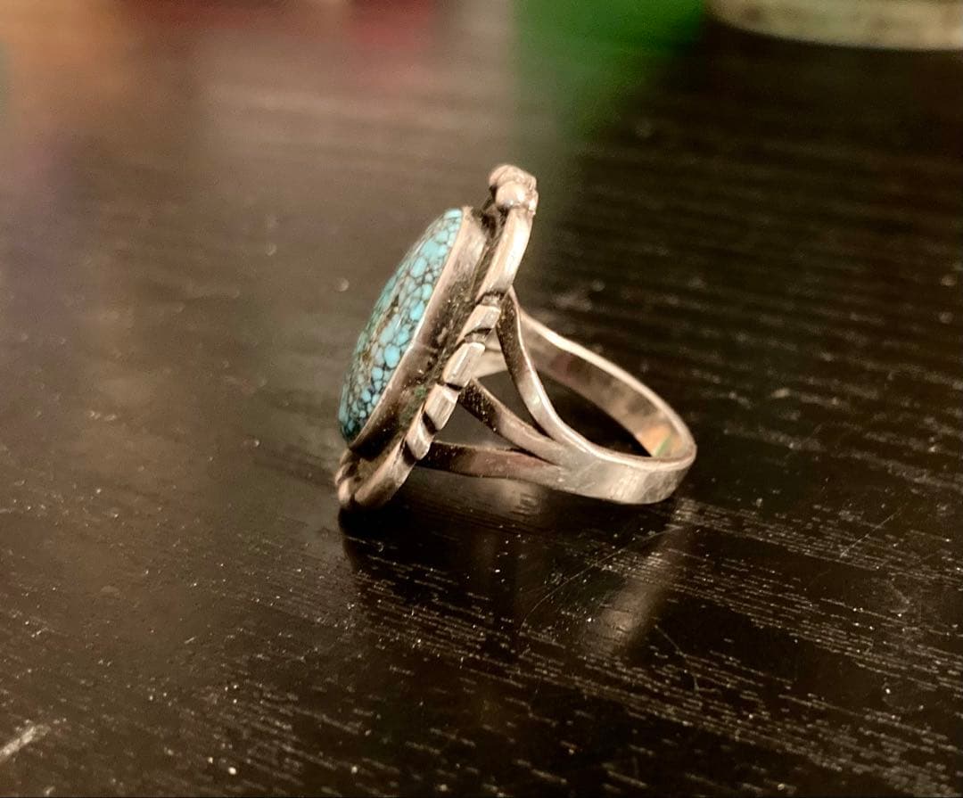 USA89★スパイダーウェブ17号 ハイグレード ターコイズ リング ナバホ