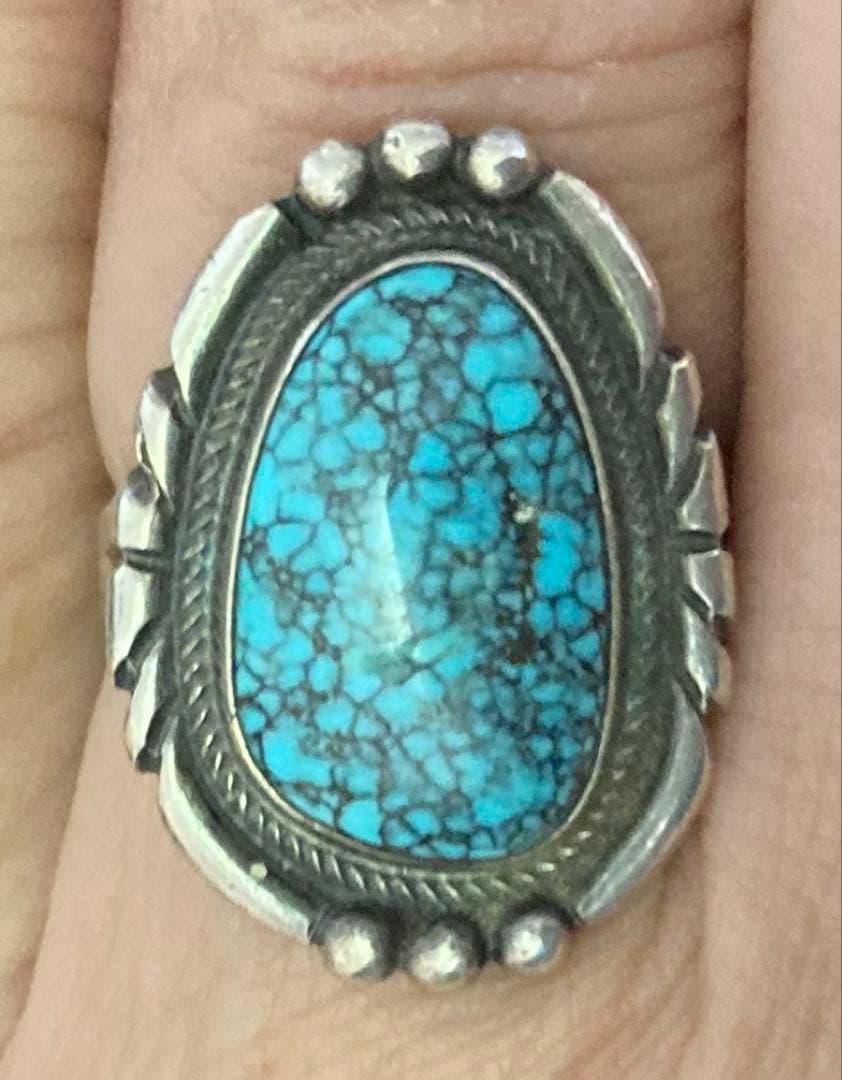 USA89★スパイダーウェブ17号 ハイグレード ターコイズ リング ナバホ