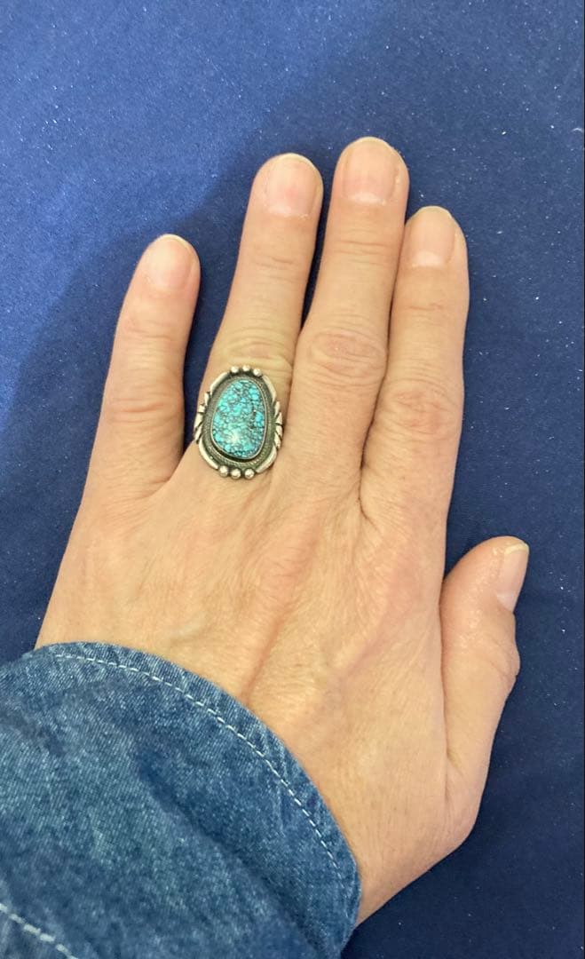 USA89★スパイダーウェブ17号 ハイグレード ターコイズ リング ナバホ