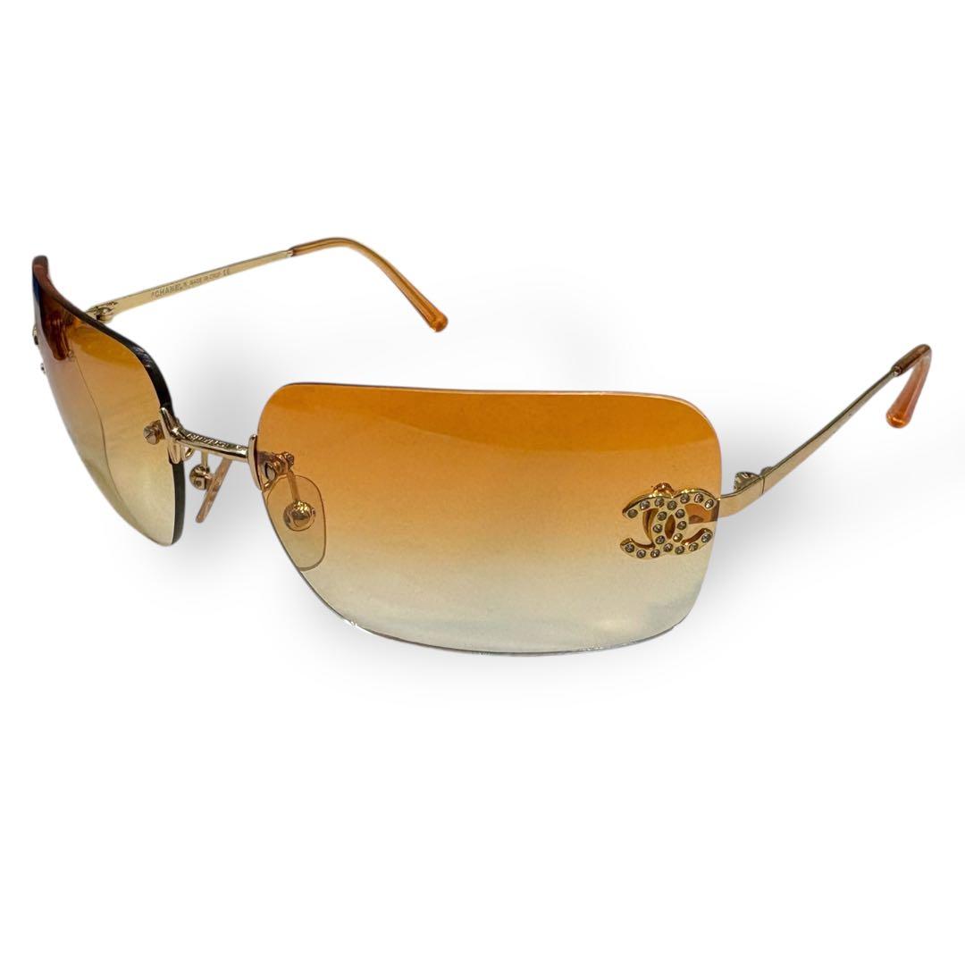 CHANEL シャネル ココマーク リムレス サングラス ラインストーン