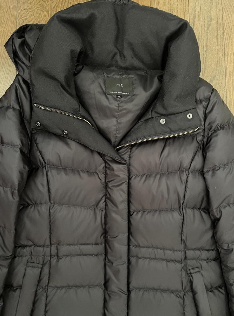★美品★23区シレータフタ ロングダウンコート ダークネイビー サイズ36