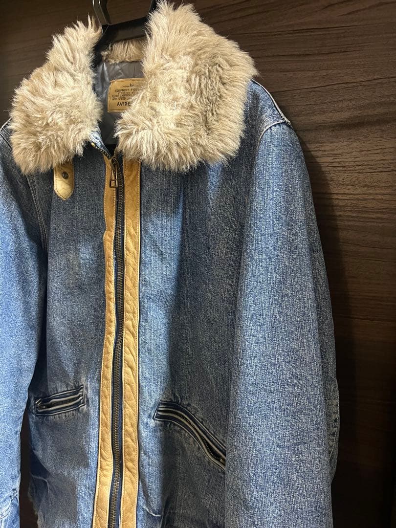 AVIREXアビレックス　Gジャンデニムジャケット　襟袖ボア付き　ヒジテツ様
