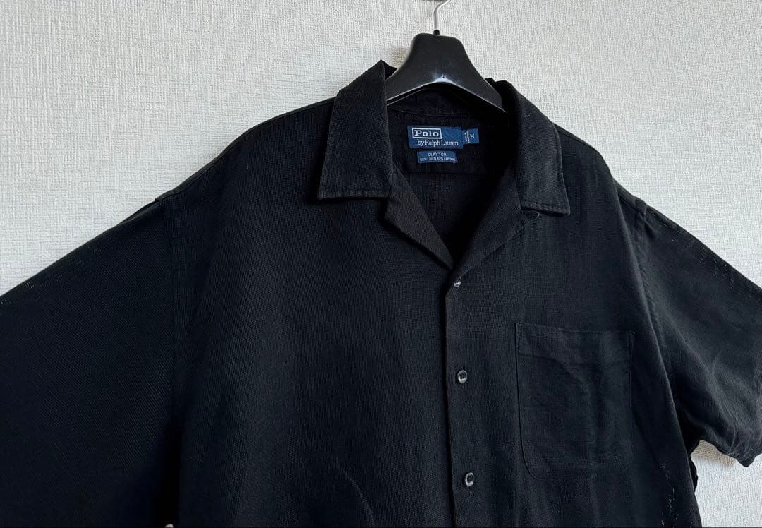 超スペシャル 90s ラルフローレン CLAYTON 半袖シャツ M ブラック